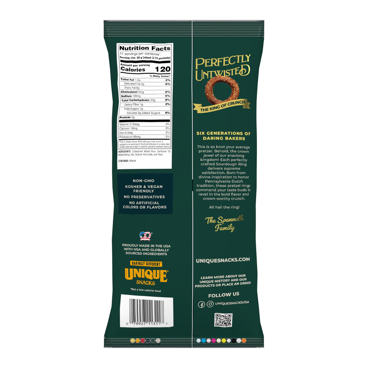 Unique Snacks Sourdough Craft Beer Pretzel Rings – Vegan, OU Kosher, Non-GMO, 11 oz Bag (Pack of 6)
