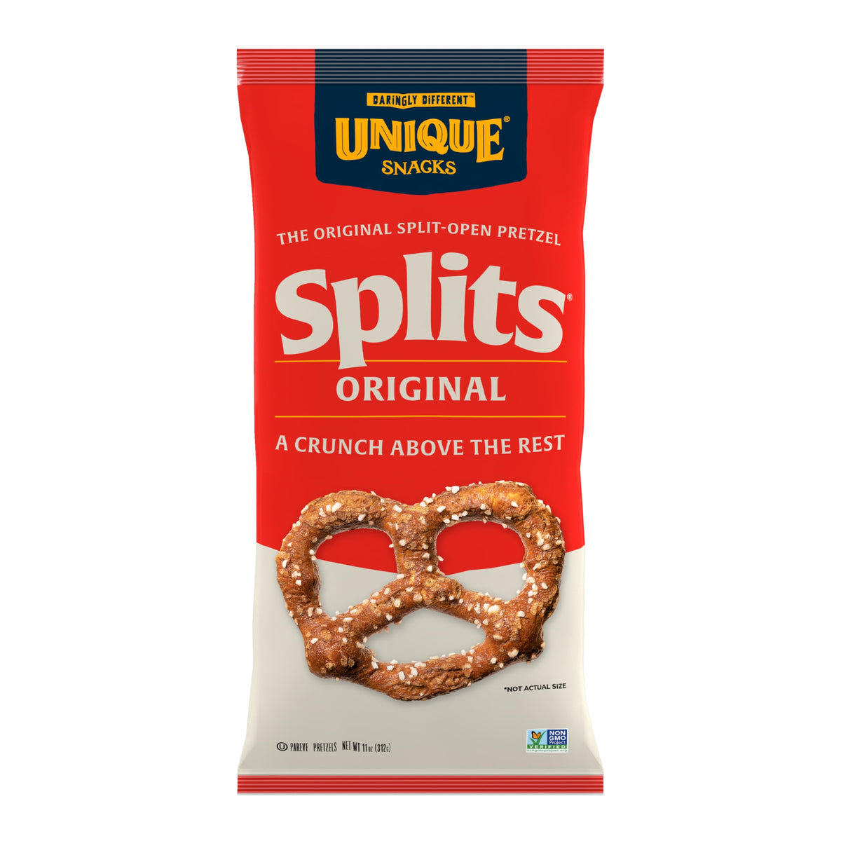 Unique Snacks Original Splits Pretzels – Kosher, Non-GMO, 11 oz Bag (Pack of 6)