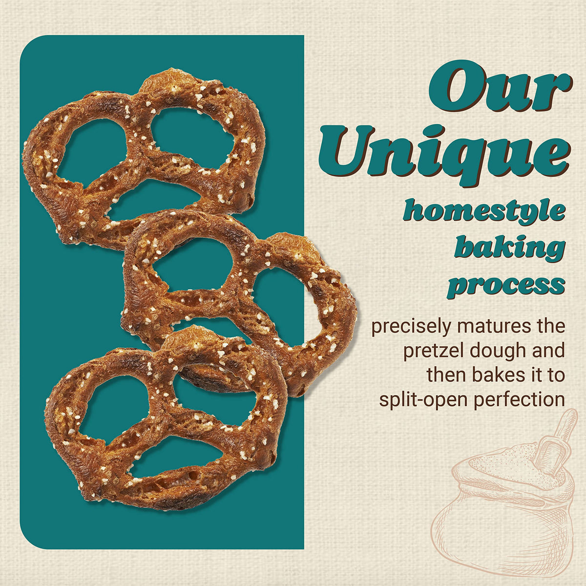 Unique Snacks Original Splits Pretzels – Kosher, Non-GMO, 11 oz Bag (Pack of 6)