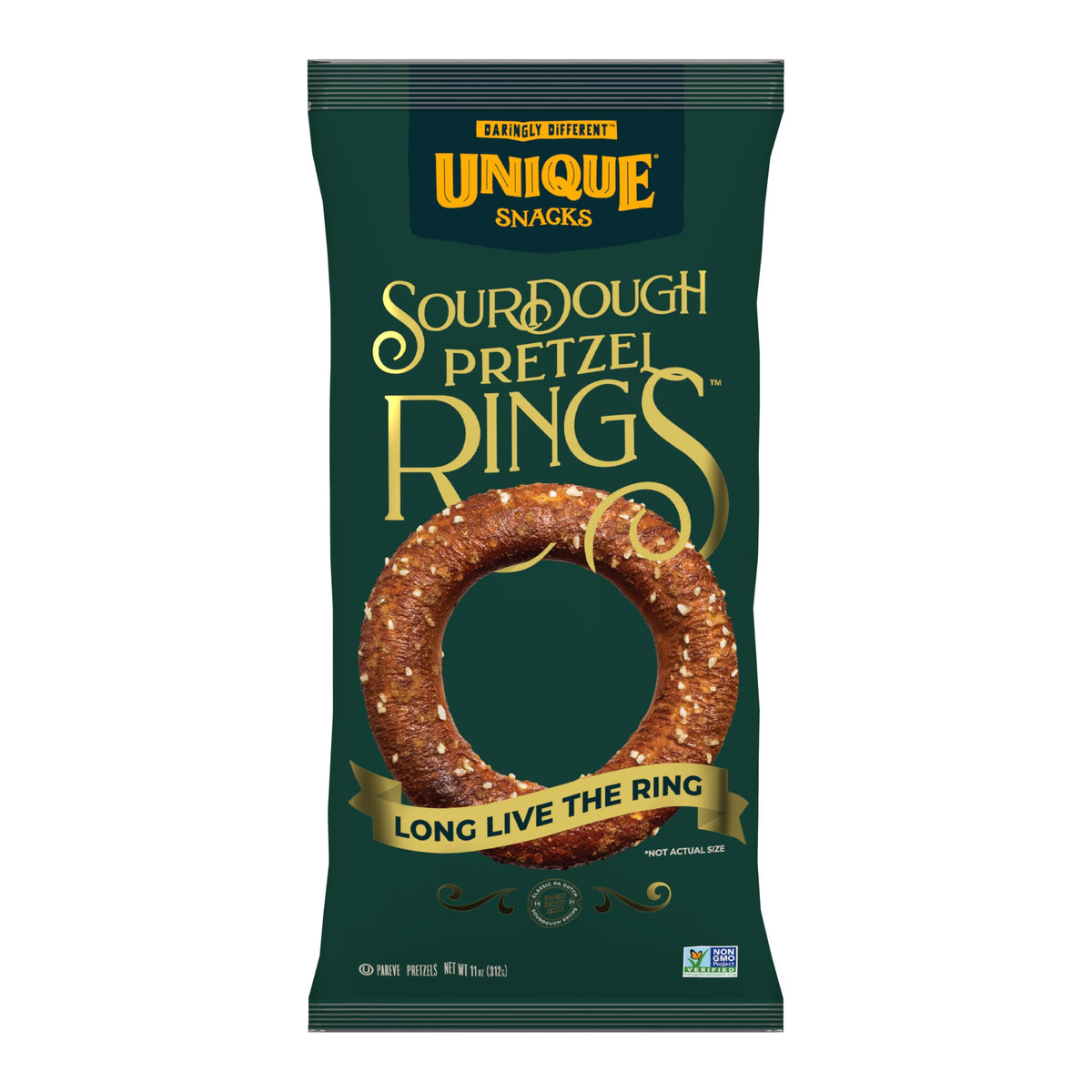 Unique Snacks Sourdough Craft Beer Pretzel Rings – Vegan, OU Kosher, Non-GMO, 11 oz Bag (Pack of 6)
