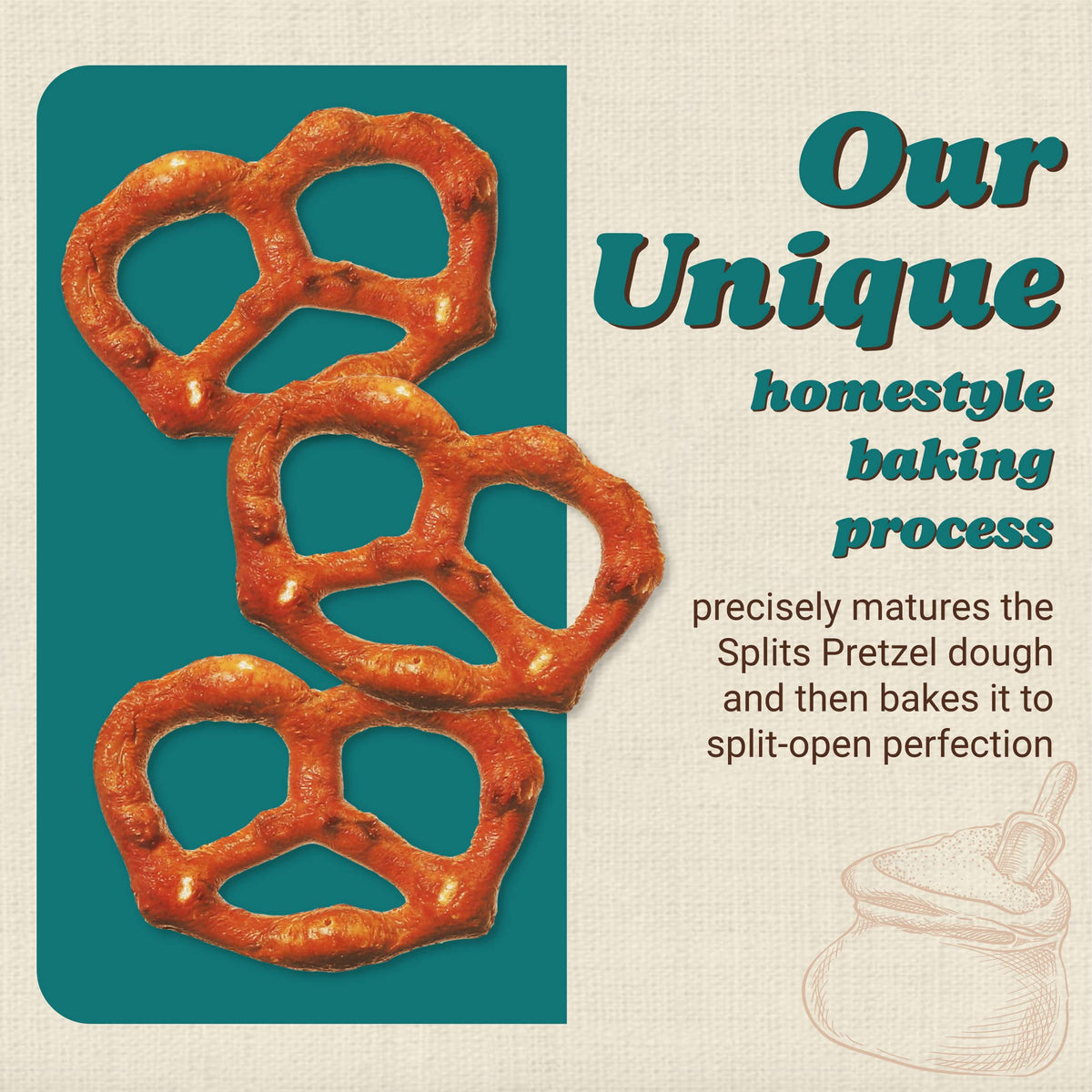 Unique Snacks Unsalted Splits Pretzels – Homestyle Baked, OU Kosher, Non-GMO, 11 oz Bag (6-Pack, 66 oz)
