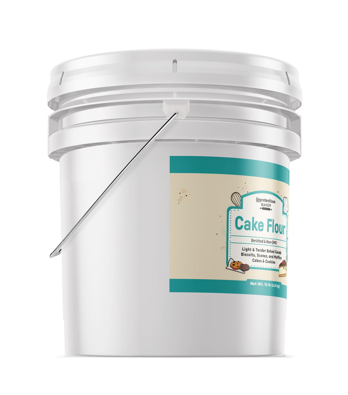Unpretentious Cake Flour – 3.5 Gallons for Cakes, Biscuits, Scones & Muffins | Enriched & Non-GMO | Packaged in the USA