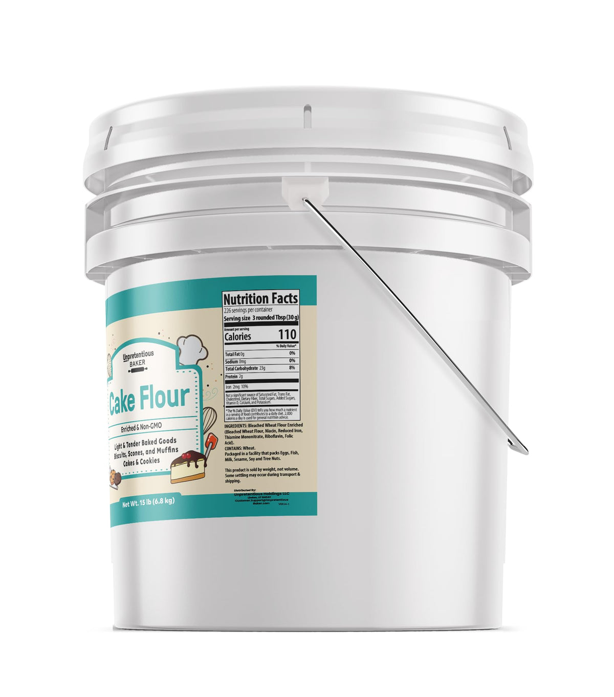 Unpretentious Cake Flour – 3.5 Gallons for Cakes, Biscuits, Scones & Muffins | Enriched & Non-GMO | Packaged in the USA
