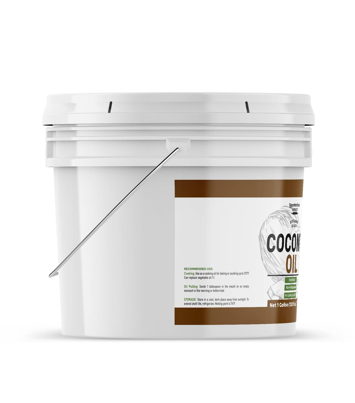Unpretentious Coconut Oil | 1 Gallon, Food Grade, Flavorless & Scentless, Non-Hydrogenated, USA Packaged