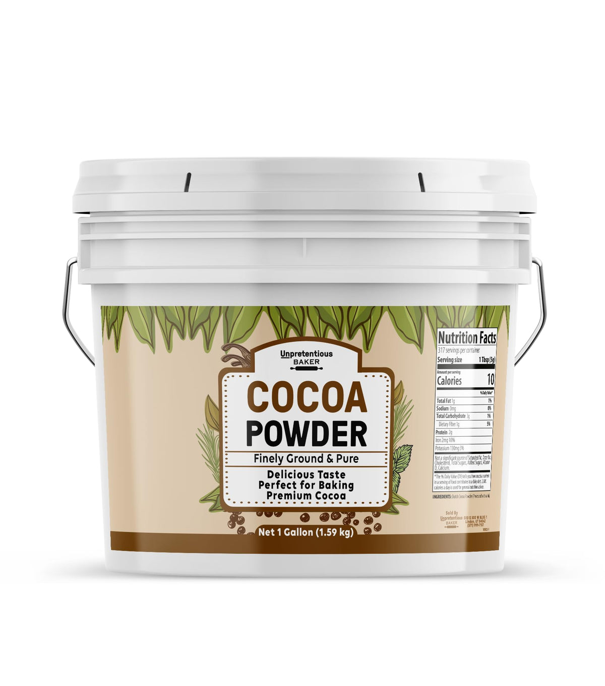 Unpretentious Dutch Cocoa Powder – 1 Gallon Bucket for Brownies, Cookies & Shakes