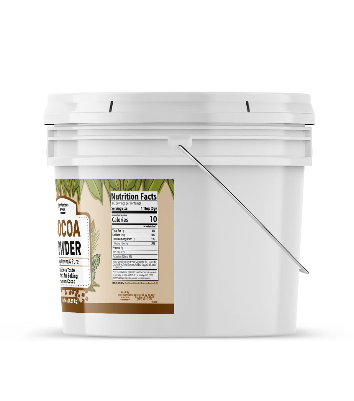 Unpretentious Dutch Cocoa Powder – 1 Gallon Bucket for Brownies, Cookies & Shakes