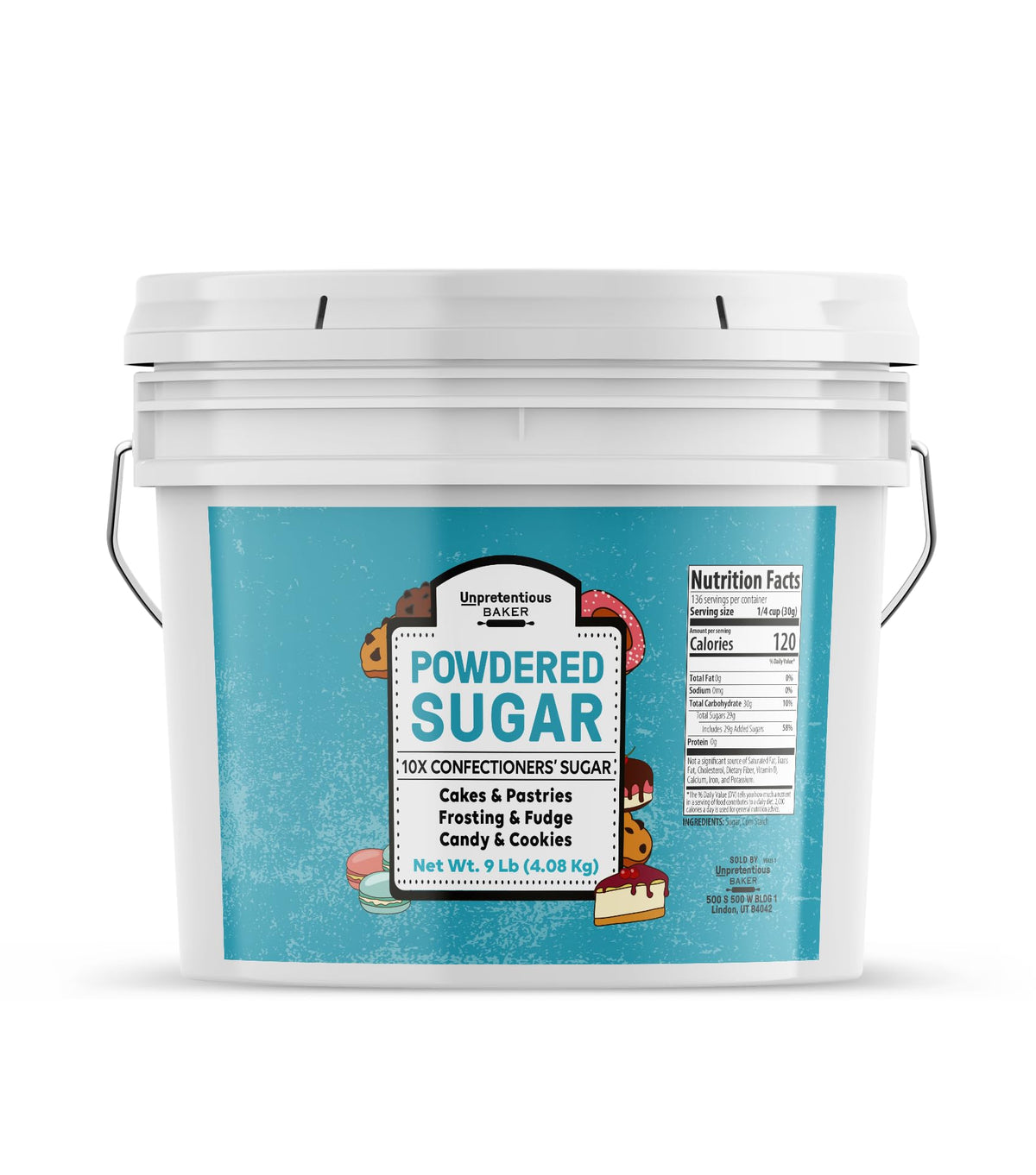 Unpretentious Powdered Sugar, 2 Gallon Bucket | Confectioners Sugar for Baking & Desserts