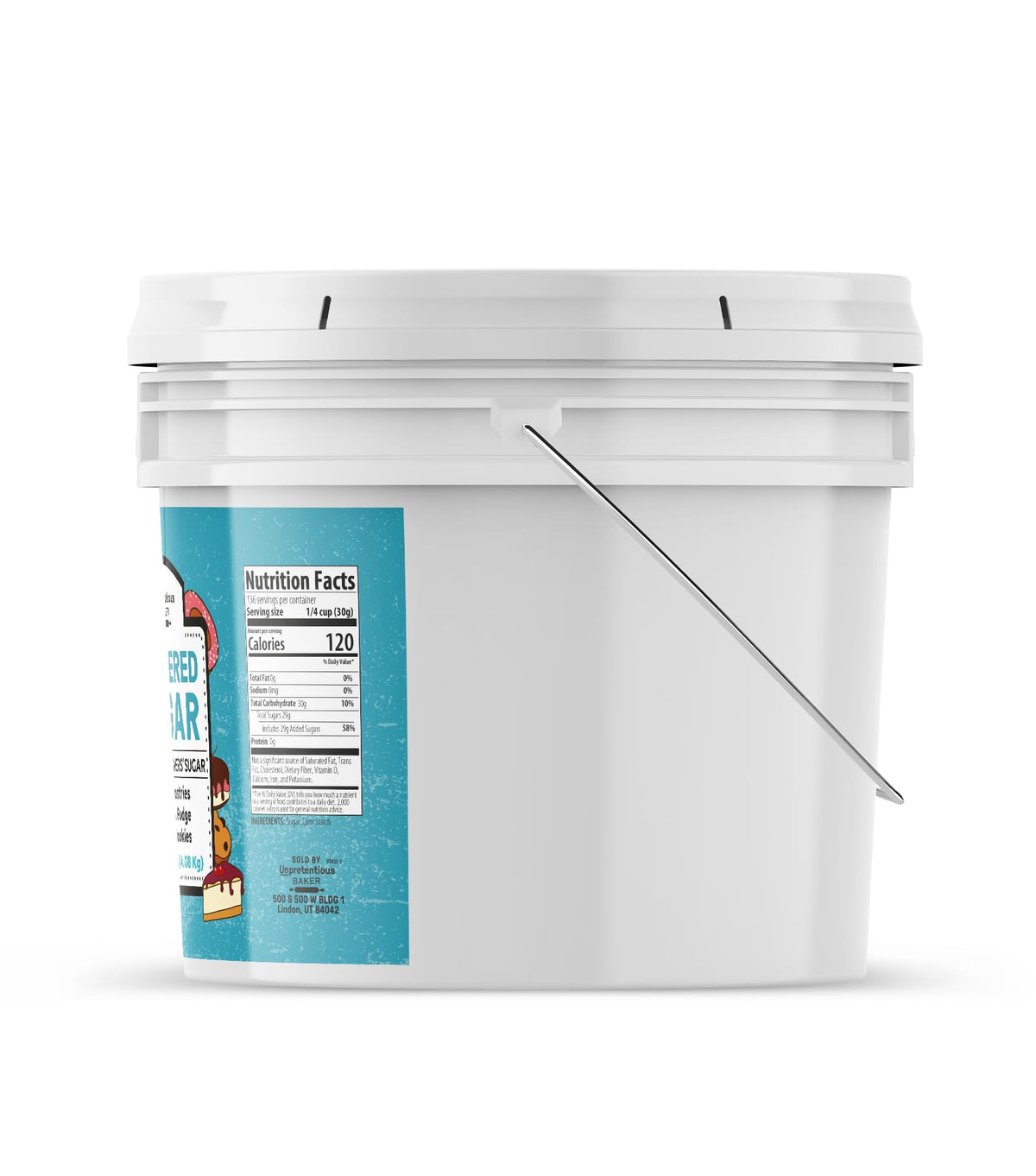 Unpretentious Powdered Sugar, 2 Gallon Bucket | Confectioners Sugar for Baking & Desserts