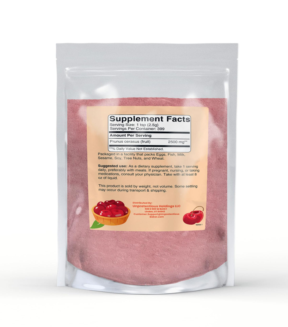 Unpretentious Tart Cherry Powder, 2.2 lb – Pure & Natural, No Fillers, Smoothies & Shakes