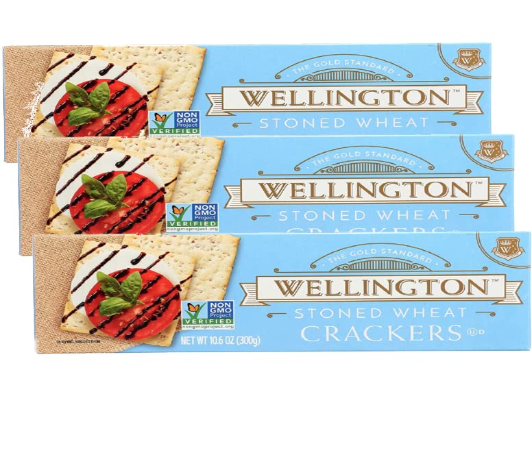 UpArrow Wellington Stoned Wheat Crackers – Non-GMO 3-Pack, 10.6 oz Total
