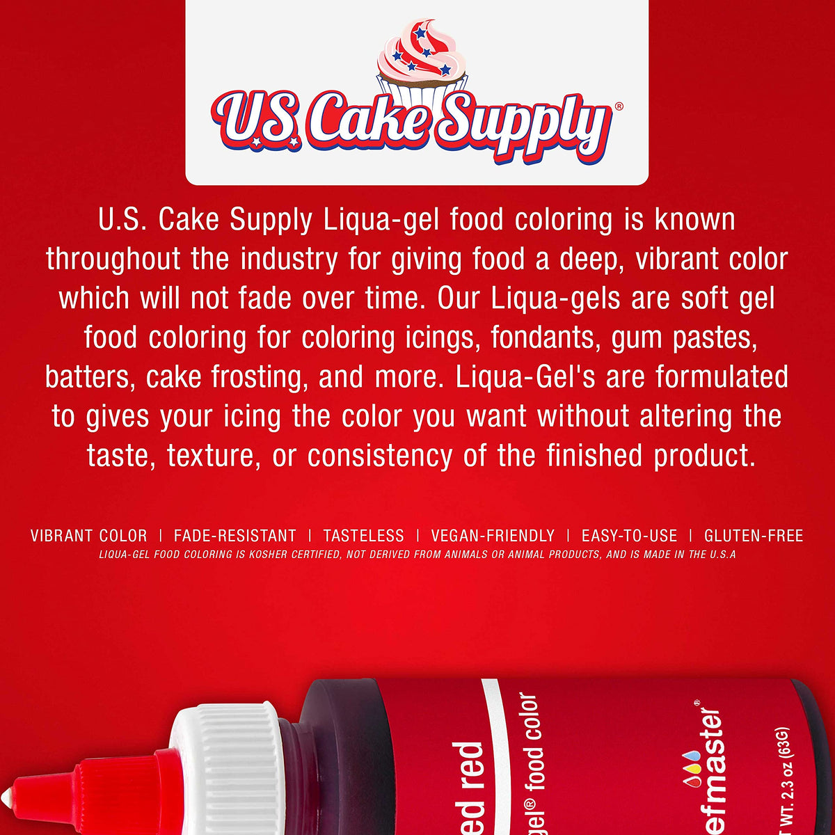 U.S. Cake Supply Liqua-Gel 12-Color Food Coloring Pack (2.3 oz) with Color Mixing Wheel – Made in USA