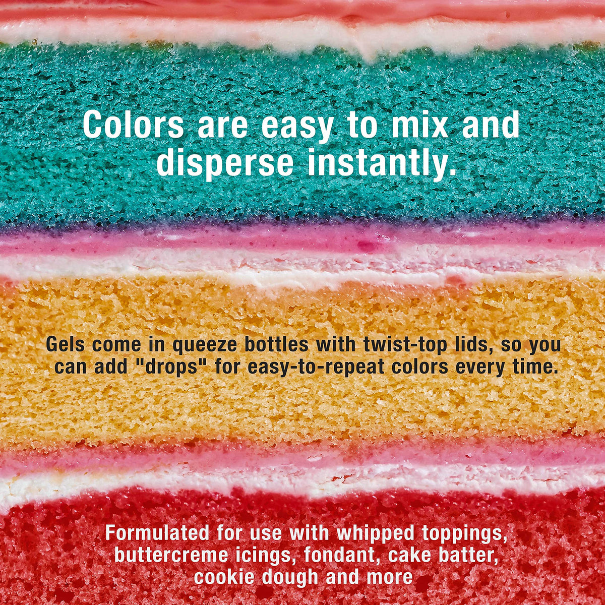U.S. Cake Supply Liqua-Gel 12-Color Food Coloring Pack (2.3 oz) with Color Mixing Wheel – Made in USA