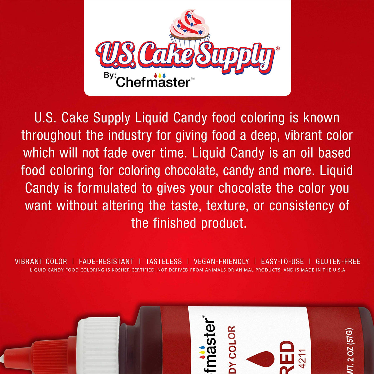 US Cake Supply 8-Bottle Liquid Candy Color Kit with Mixing Wheel — 2 oz Bottles for Chocolate & Candy