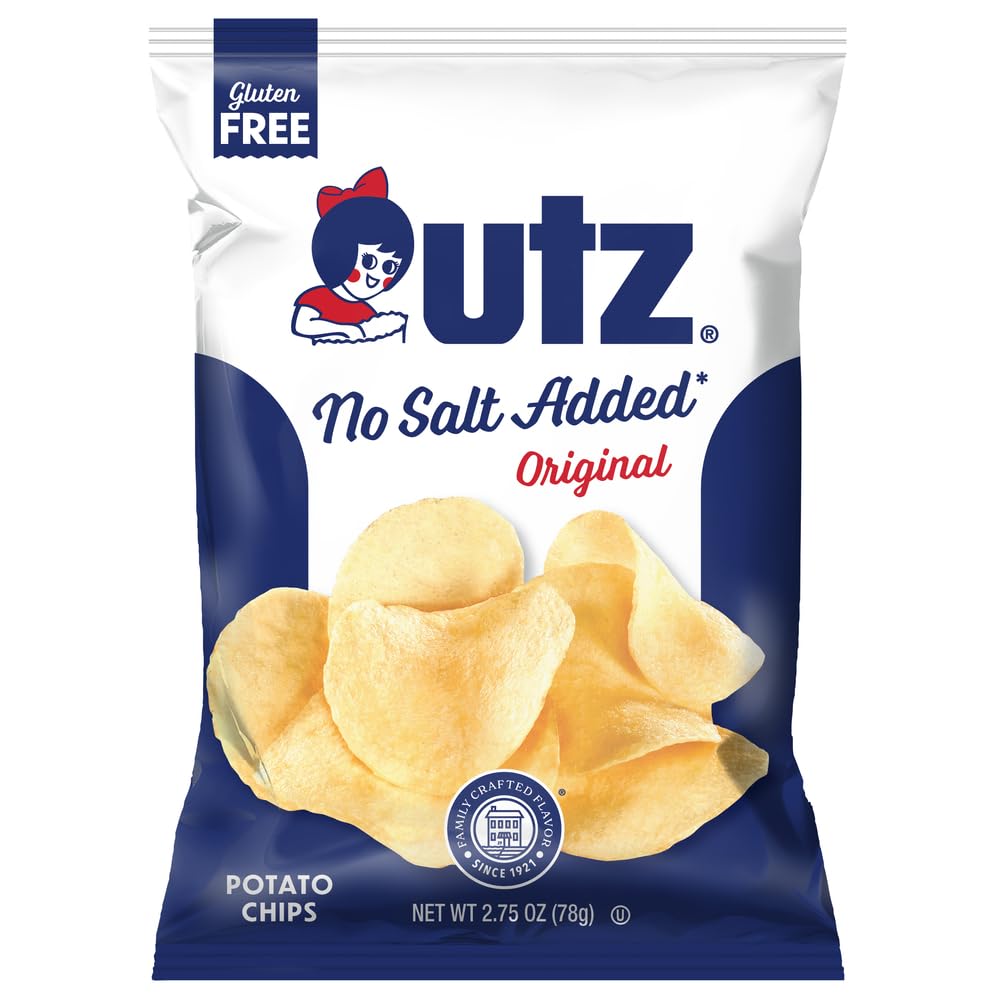 Utz No Salt Added Potato Chips – 14-Pack (2.75 oz) | Classic Crunch & Fresh Potato Flavor