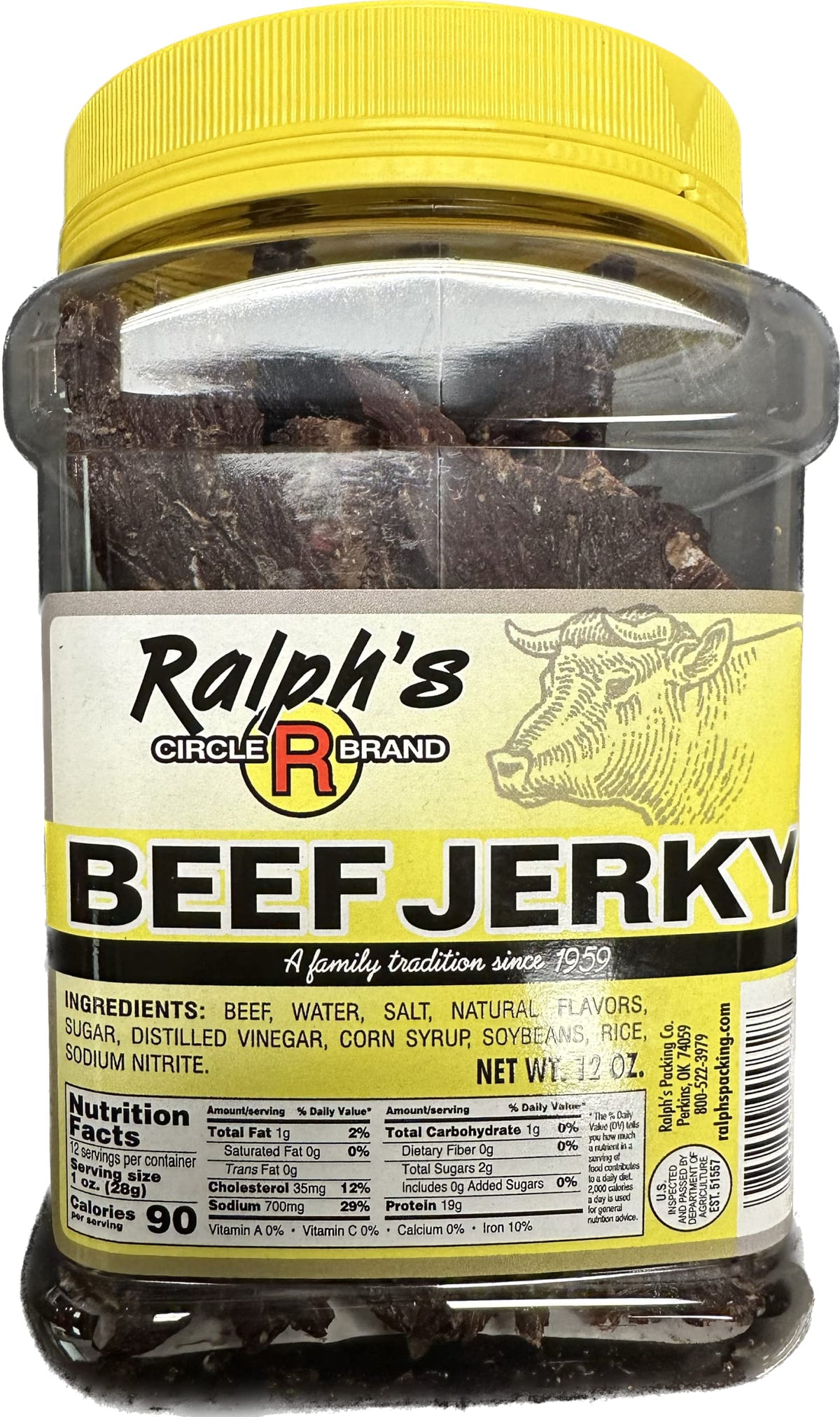 Uxxu Ralph's Beef Jerky 12oz Jar – Dry Thin Crunchy Real Beef Jerky (Award Winning)