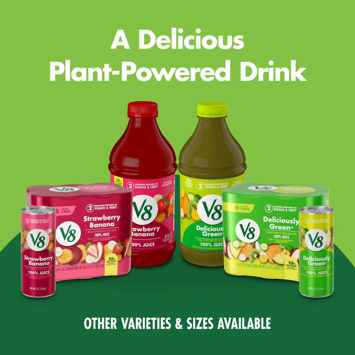 V8 Deliciously Green 100% Fruit & Vegetable Juice — 24 Pack (8 oz Cans)