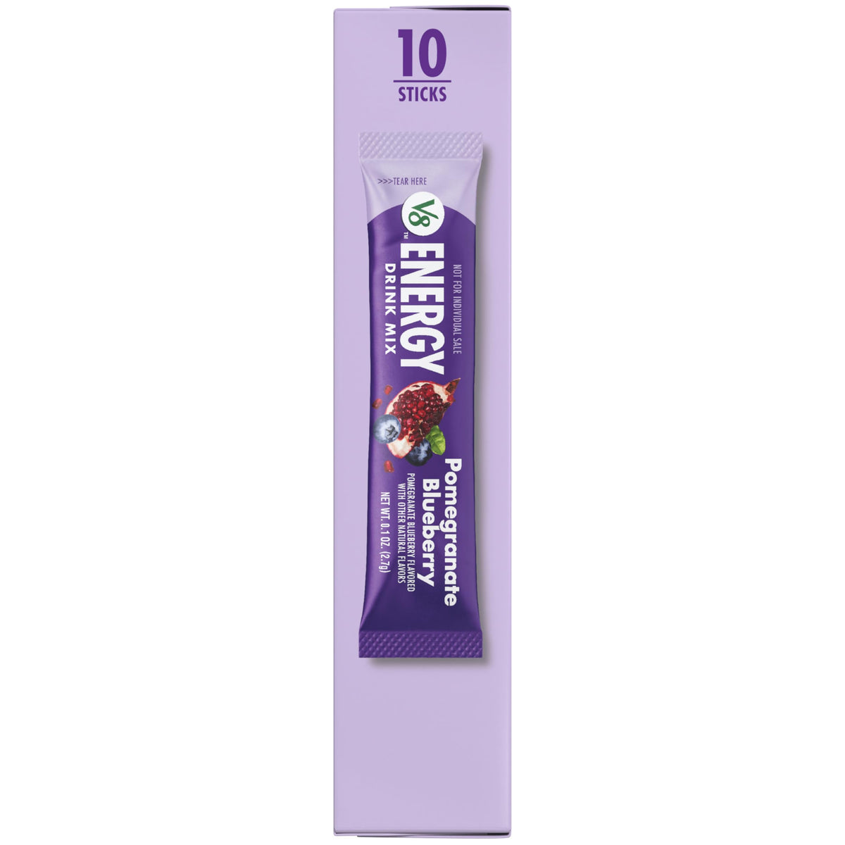 V8 Energy Pomegranate Blueberry Powder Drink Mix – 120 Packets, 80 mg Caffeine, Gluten-Free