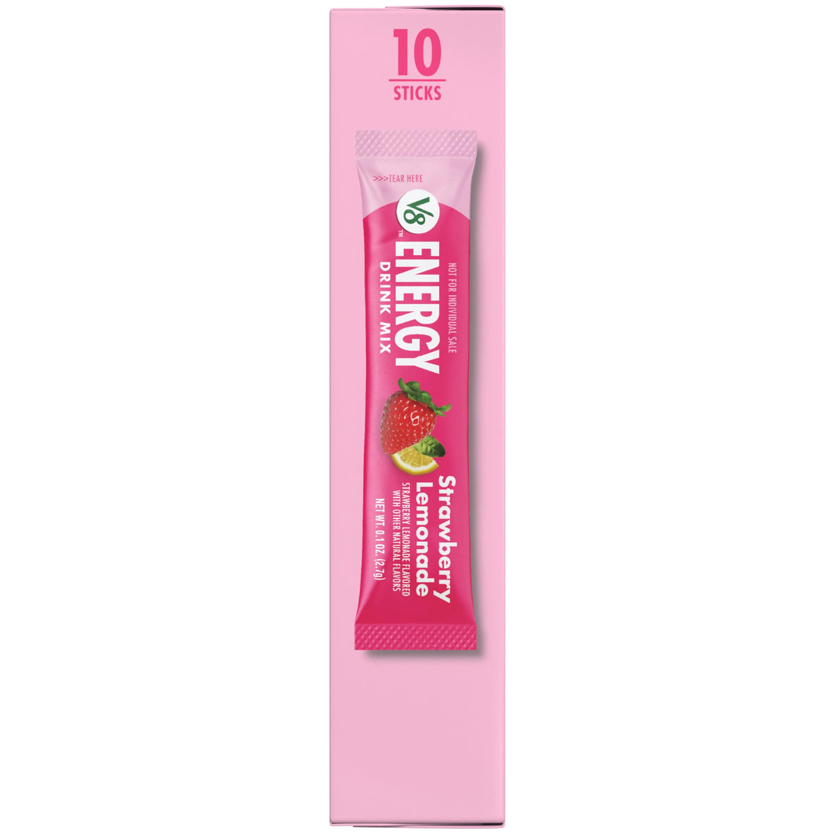 V8 Energy Strawberry Lemonade Powder — 120 Pack (0.10 oz) Energy Drink Mix
