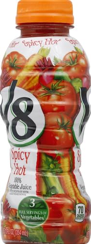 V8 Spicy Hot 100% Vegetable Juice – 12 Fl Oz Bottle (12 Pack)