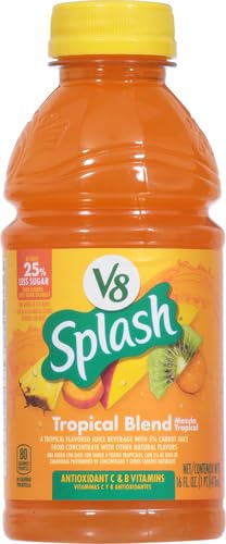 V8 Splash Tropical Blend Flavored Juice Beverage – 16 fl oz Bottle (12 Pack) | 80 Calories