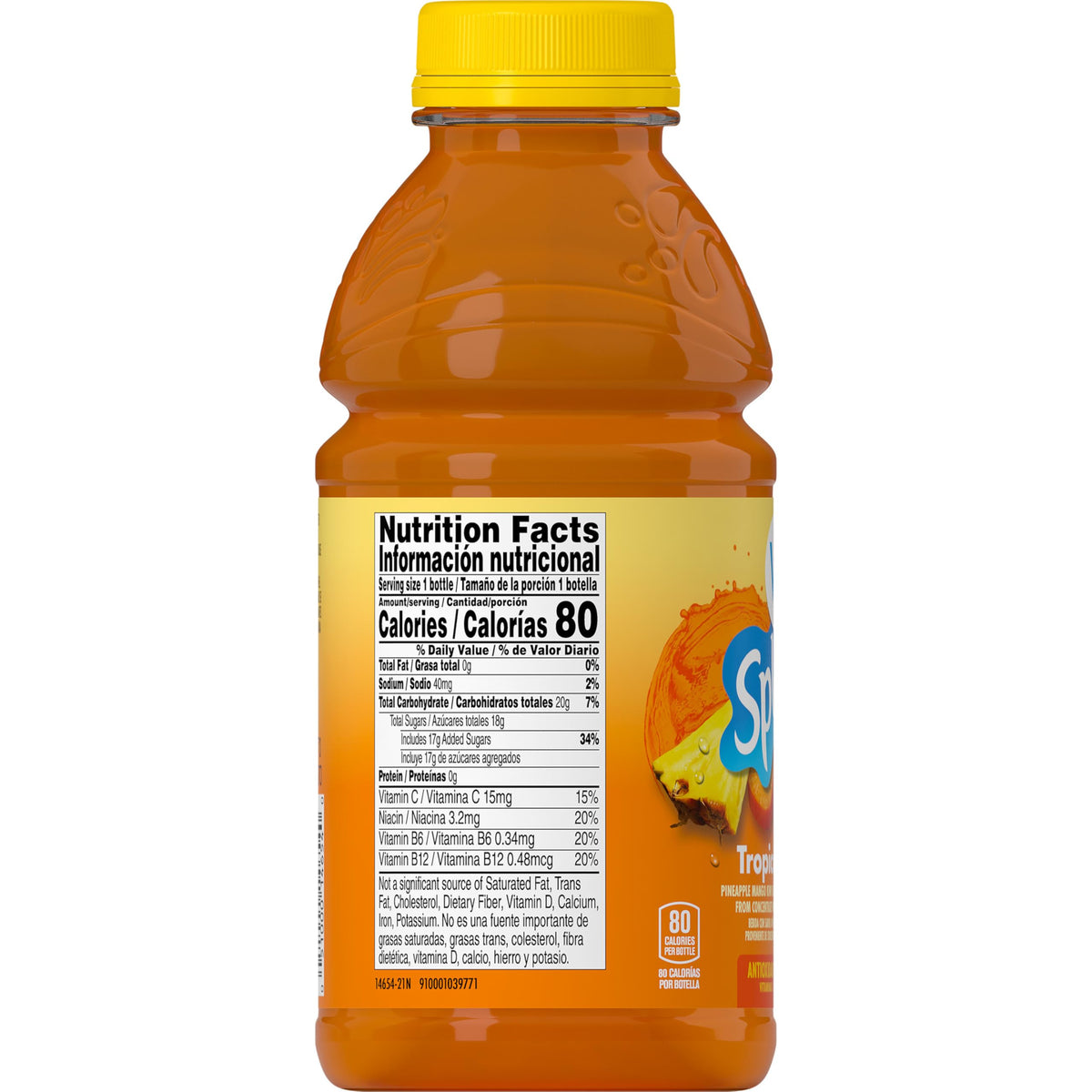 V8 Splash Tropical Blend Flavored Juice Beverage – 16 fl oz Bottle (12 Pack) | 80 Calories
