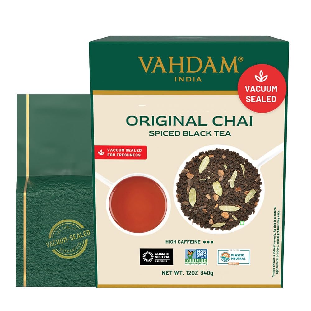 VAHDAM Masala Chai Tea - Loose Leaf, 340g (170+ Cups) | Spiced Black Tea with Cardamom, Cinnamon, Cloves & Pepper | Vacuum-Sealed Pack
