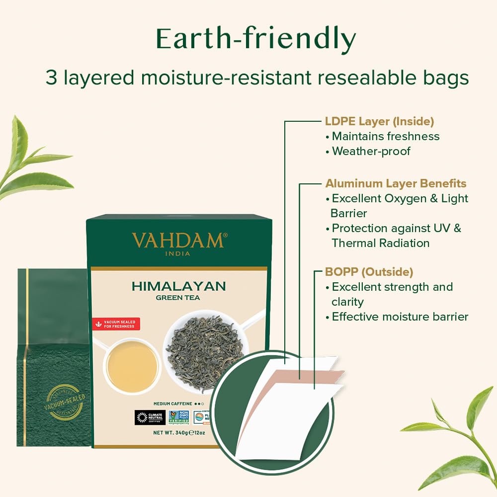 VAHDAM Himalayan Green Tea Leaves – 170+ Cups, Single-Origin, Vacuum-Sealed