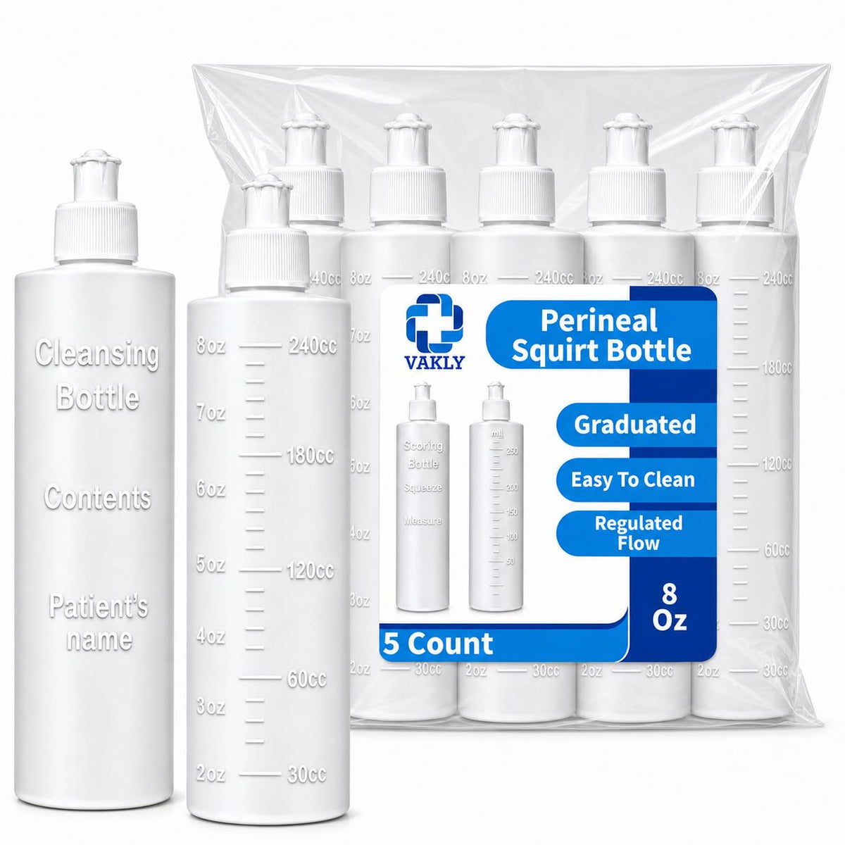 Vakly Perineal Bottle 8 oz, Postpartum Squirt Bottle with Graduations