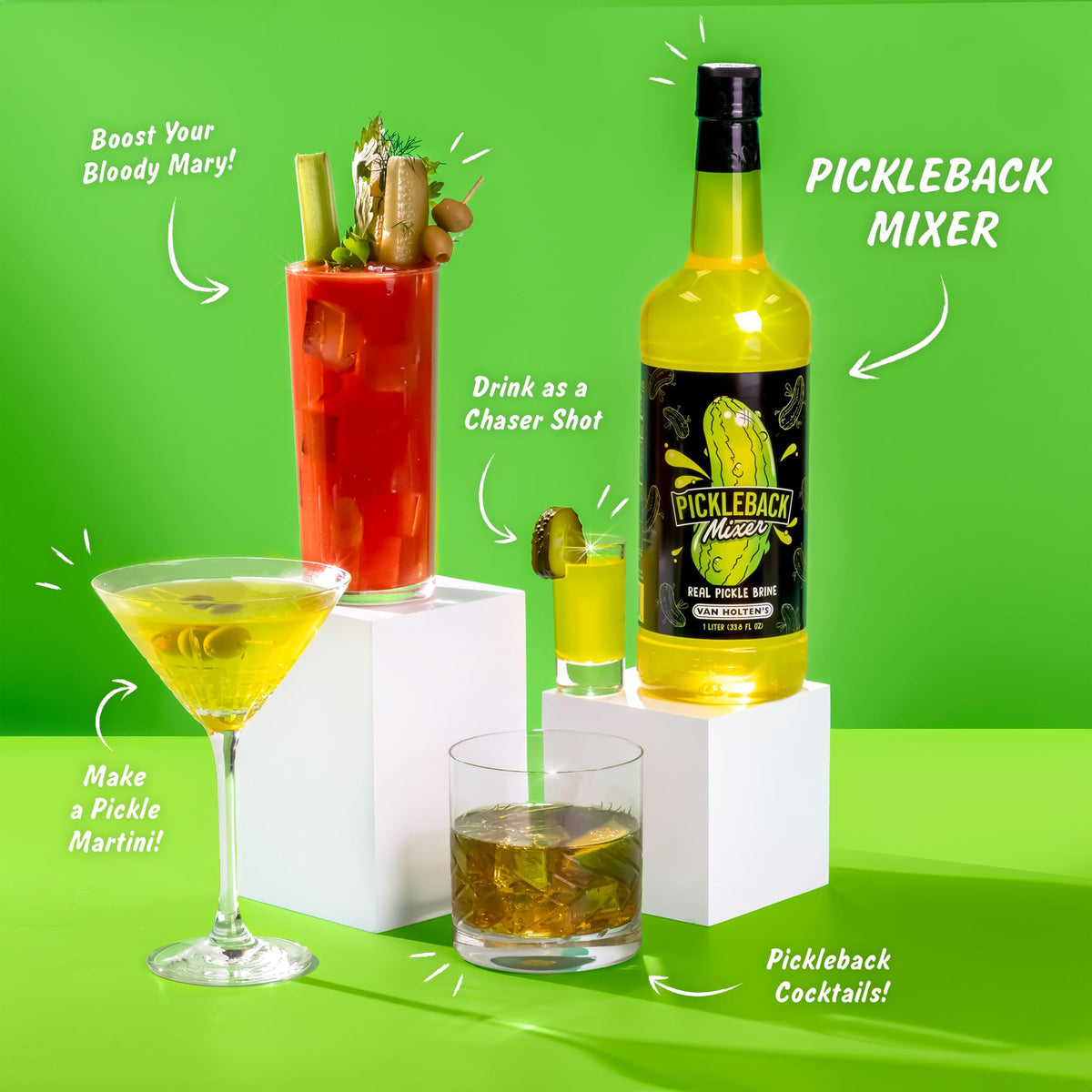 Van Holten's Pickles - Real Pickle Brine Pickleback Mixer, 1L, 6-Pack | Gluten-Free & Kosher