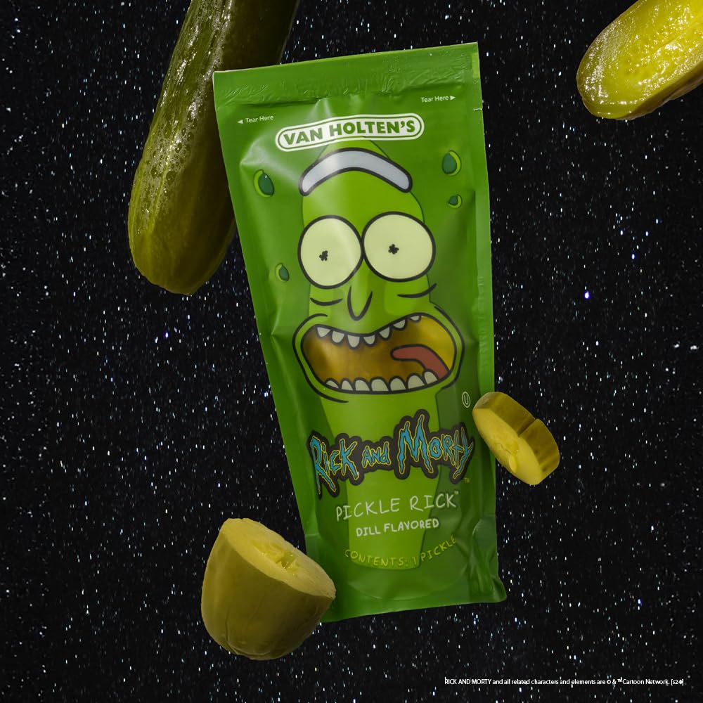 Van Holten's Pickles - Rick and Morty Pickle Rick in a Pouch (12 Pack) - Official Collectible Dill Snack