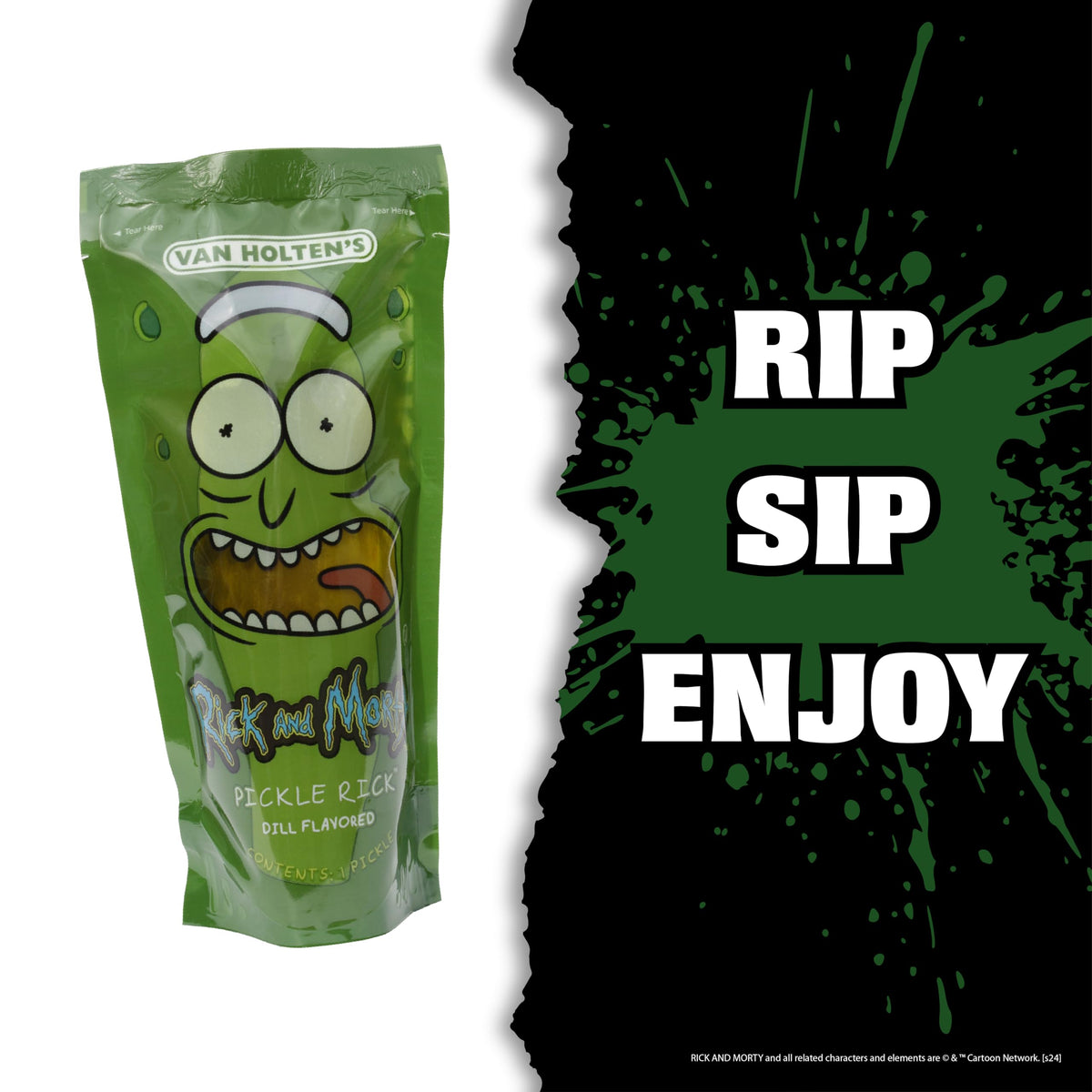 Van Holten's Pickles - Rick and Morty Pickle Rick in a Pouch (12 Pack) - Official Collectible Dill Snack