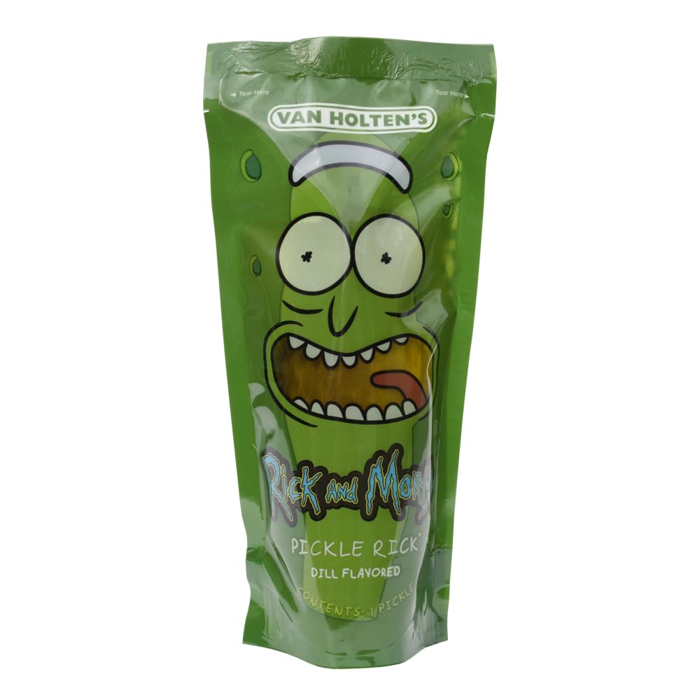 Van Holten's Pickles - Rick and Morty Pickle Rick in a Pouch (12 Pack) - Official Collectible Dill Snack