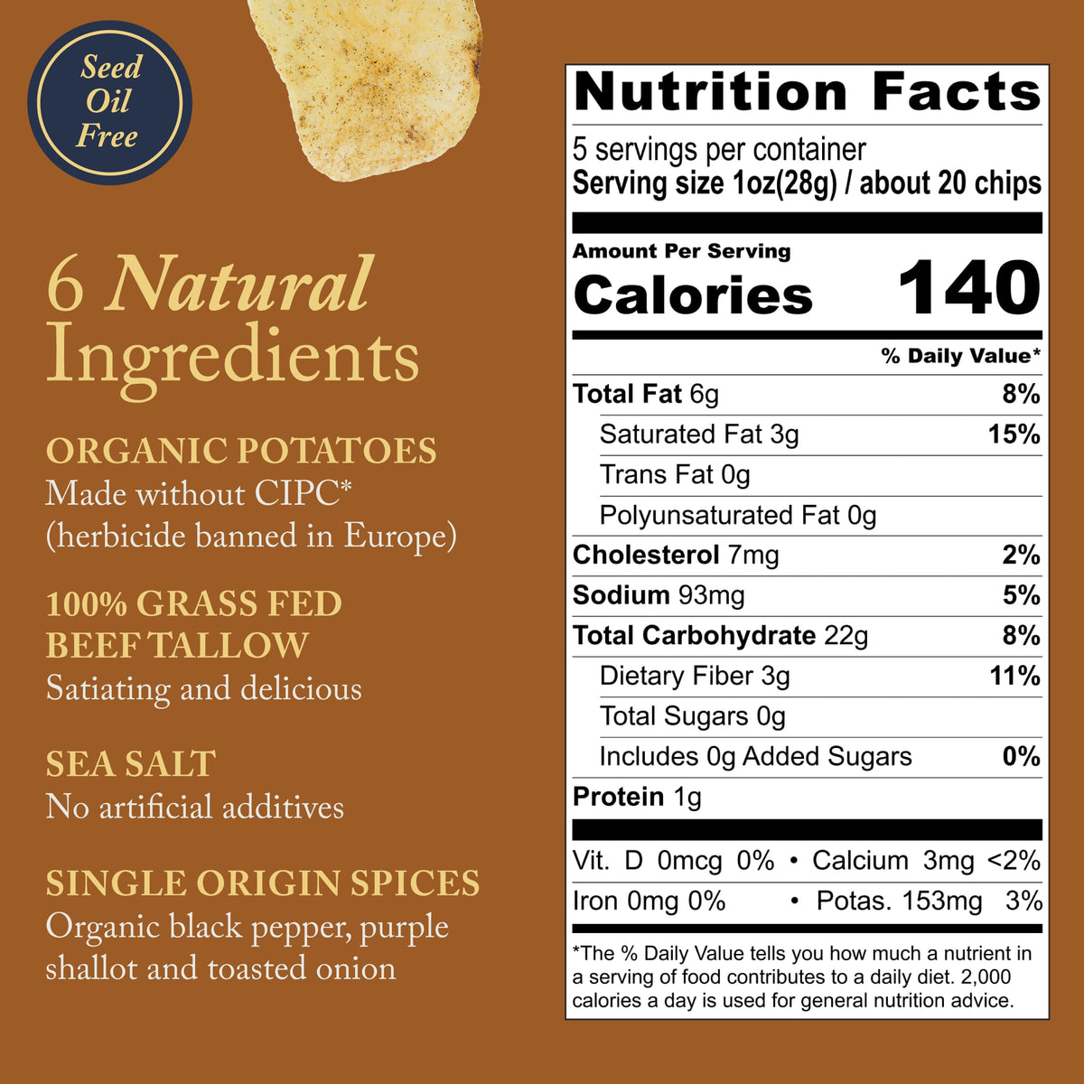 Vandy Crisps Potato Chips - Seed Oil Free, Gluten Free, French Onion - 2 Pack