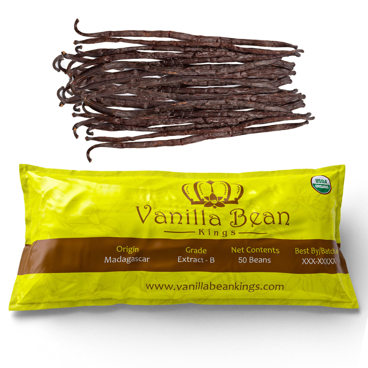 50 Organic Madagascar Vanilla Beans – Whole Extract Grade B Pods | Vanilla Bean Kings