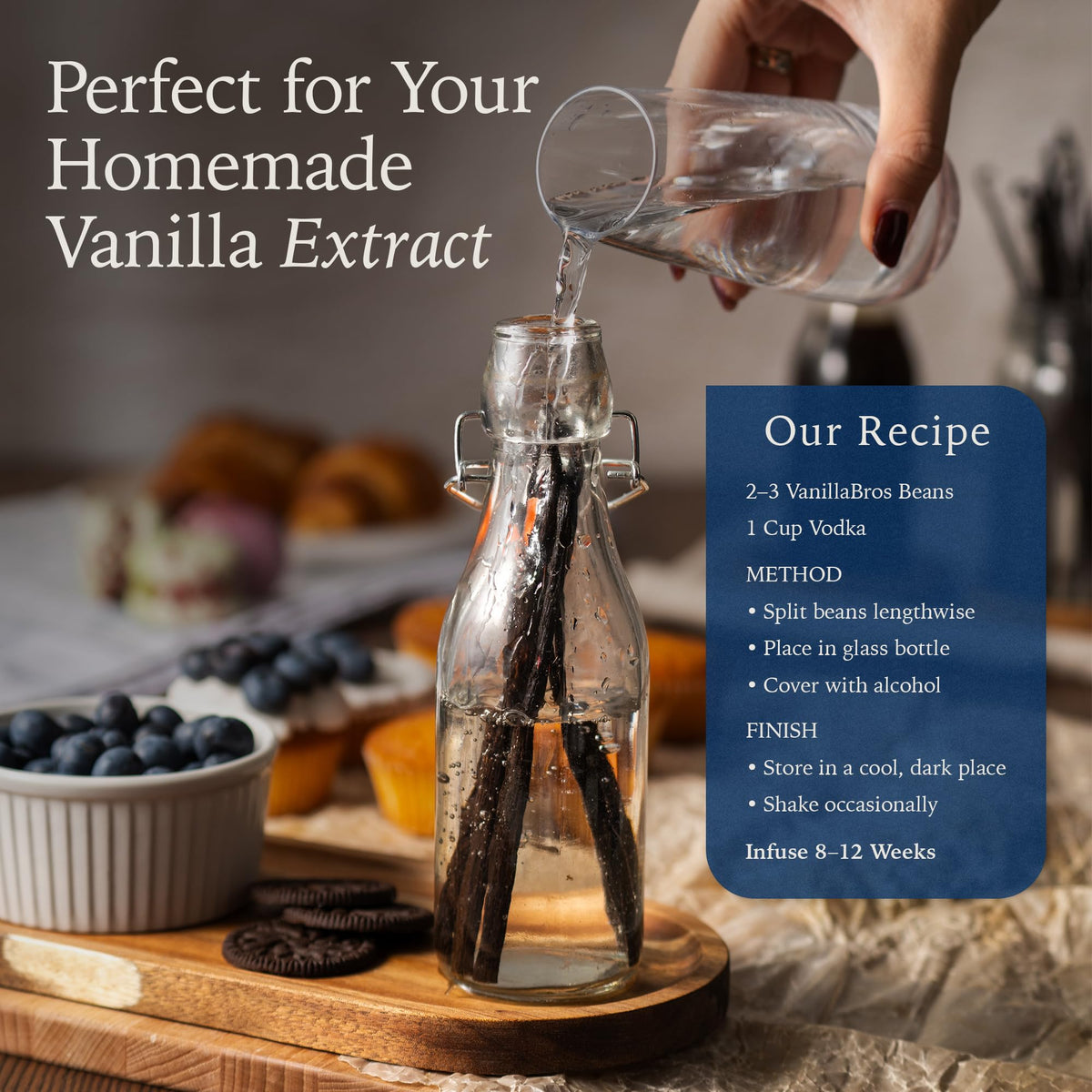 VanillaBros 55 Madagascar Vanilla Beans Grade A – Gourmet Bourbon Vanilla Pods (6.3–8.3 in) for Baking & Homemade Extract