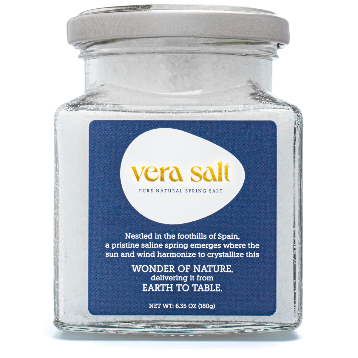 Vera Salt Flake Spring Salt – 180g Glass Jar, Hand-Harvested Spanish Finishing Salt