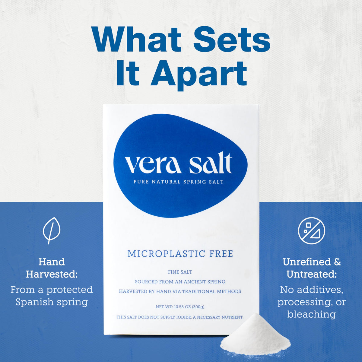 Vera Salt Fine Spring Salt – 300g, Hand-Harvested, Plastic-Free Packaging