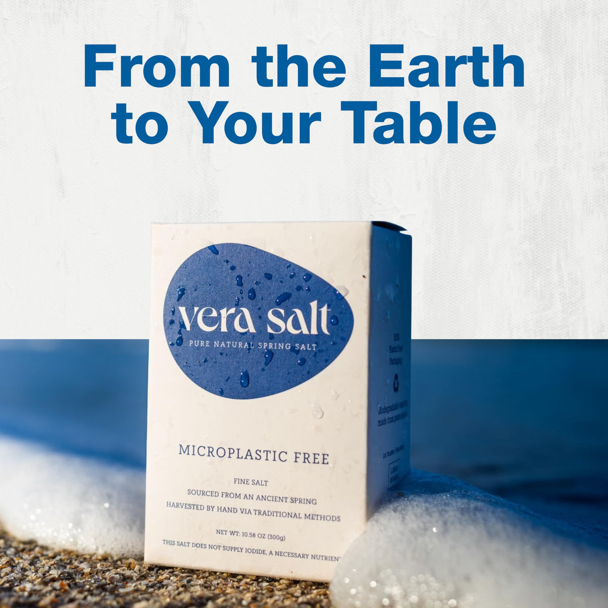Vera Salt Fine Spring Salt – 300g, Hand-Harvested, Plastic-Free Packaging