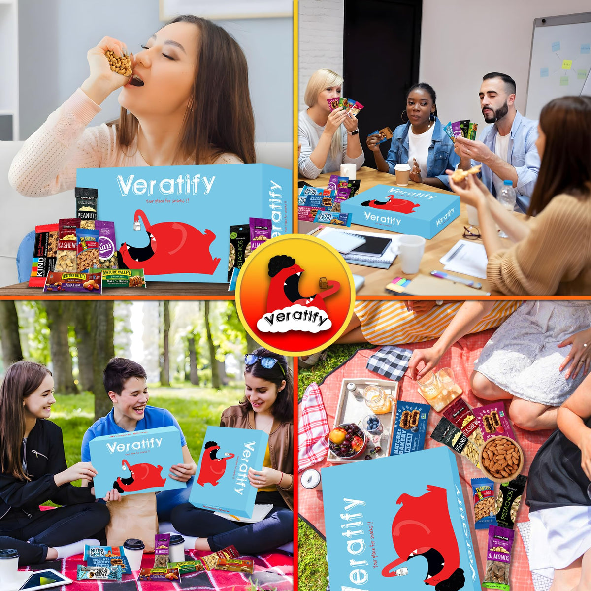 Veratify Healthy Snacks Variety Pack – 101-Count Gift Basket (Granola Bars, Nuts, Trail Mix)