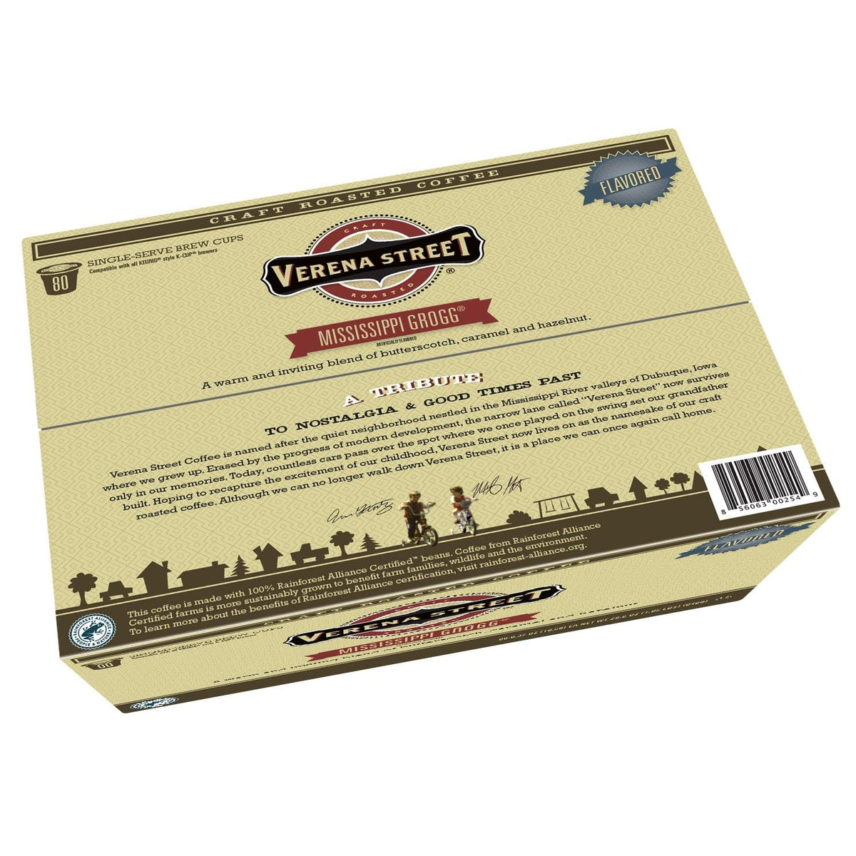 Verena Street Single Cup Pods (80 Count) Flavored Coffee — Mississippi Grogg, Rainforest Alliance Certified Arabica