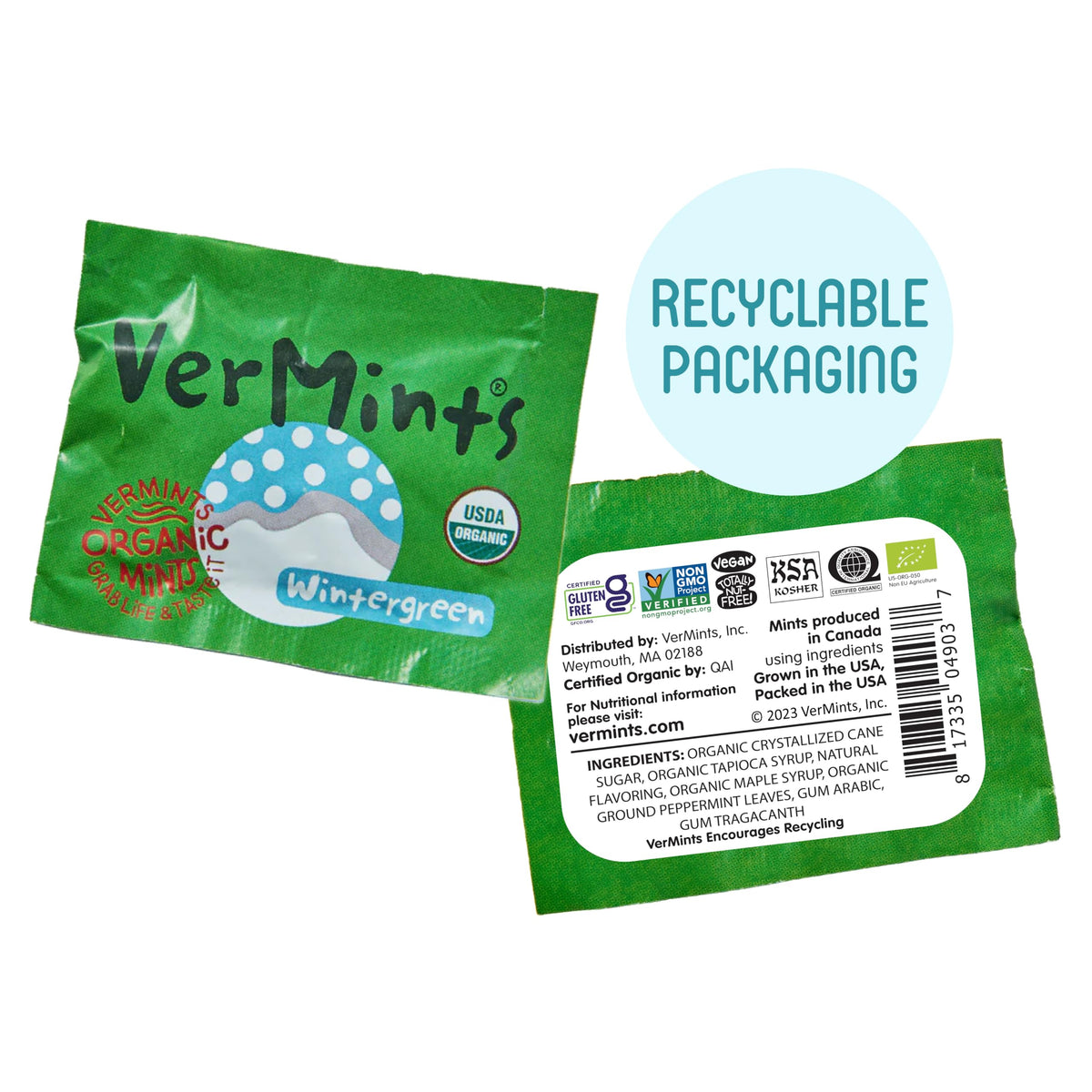 Vermints Organic Breath Mints – 120-Count Travel Pack with Peppermint, Ginger, Wintergreen, Cinnamon, Chai & Café Express