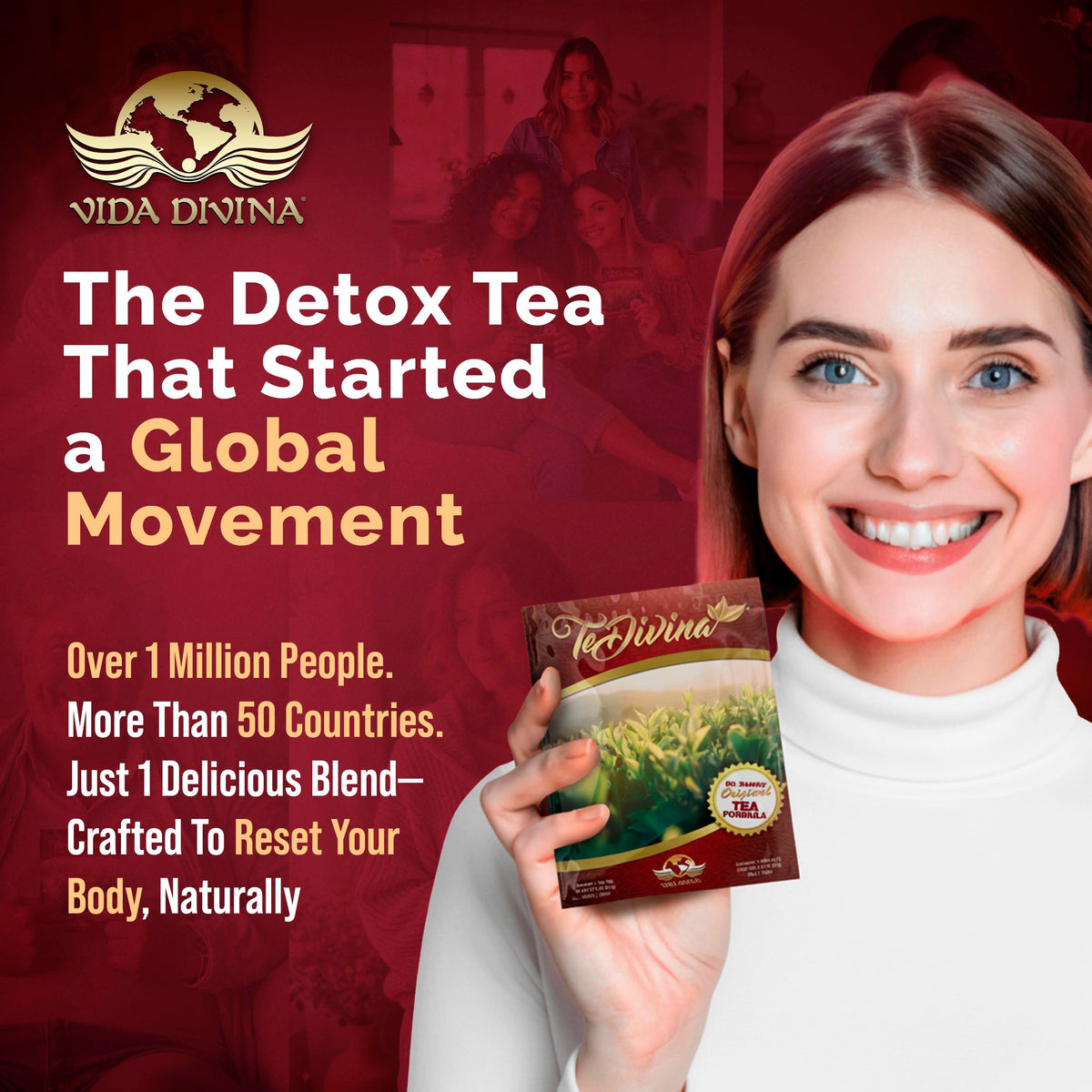 TeDivina Plant-Based Cleansing Formula – Caffeine-Free Wellness Tea by Vida Divina (0.3oz, Pack of 1)