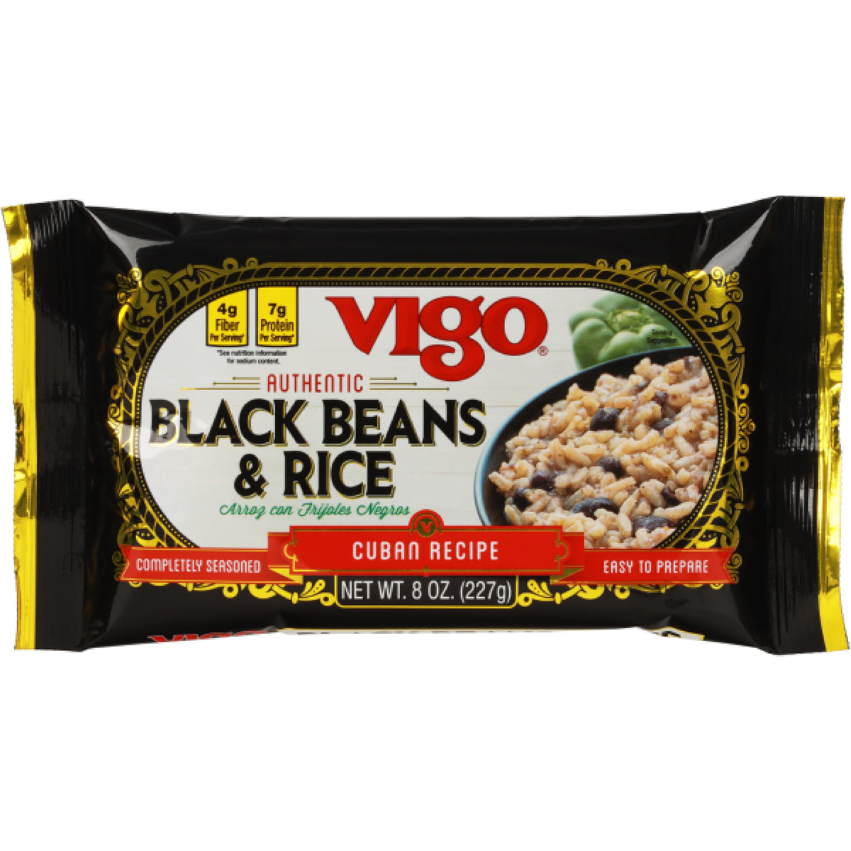 Vigo Authentic Black Beans & Rice, Low Fat, 8oz — Pack of 12 | Cuban Flavor, Ready in Under 25 Minutes