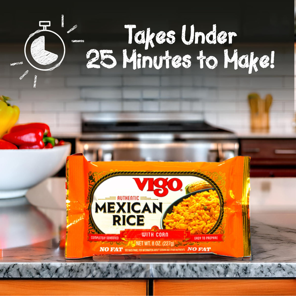 Vigo Authentic Mexican Rice with Corn, No Fat – 8 oz (Pack of 12)