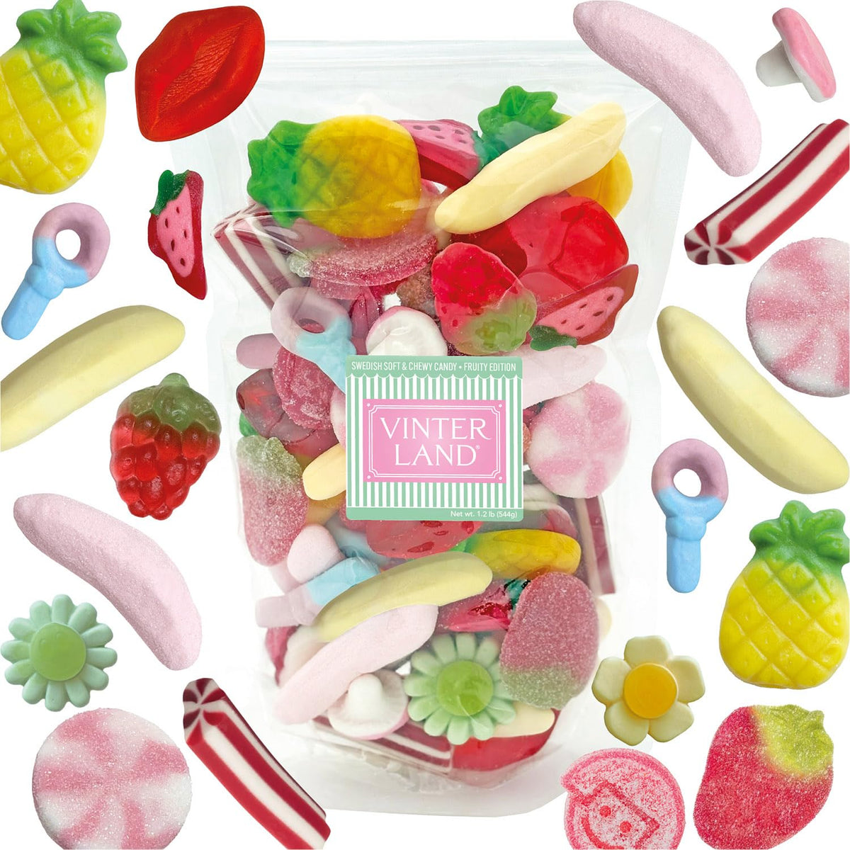 VINTERLAND Fruity Swedish Candy Mix (1.2 lb) – Assorted Gummies, Red Licorice & More
