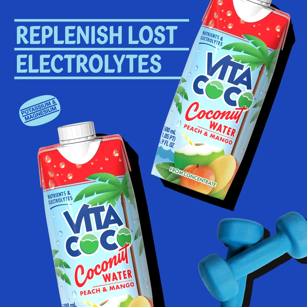 Vita Coco Coconut Water Peach & Mango – Naturally Hydrating Electrolyte Drink | Gluten Free | 16.9 Fl Oz (12-Pack)