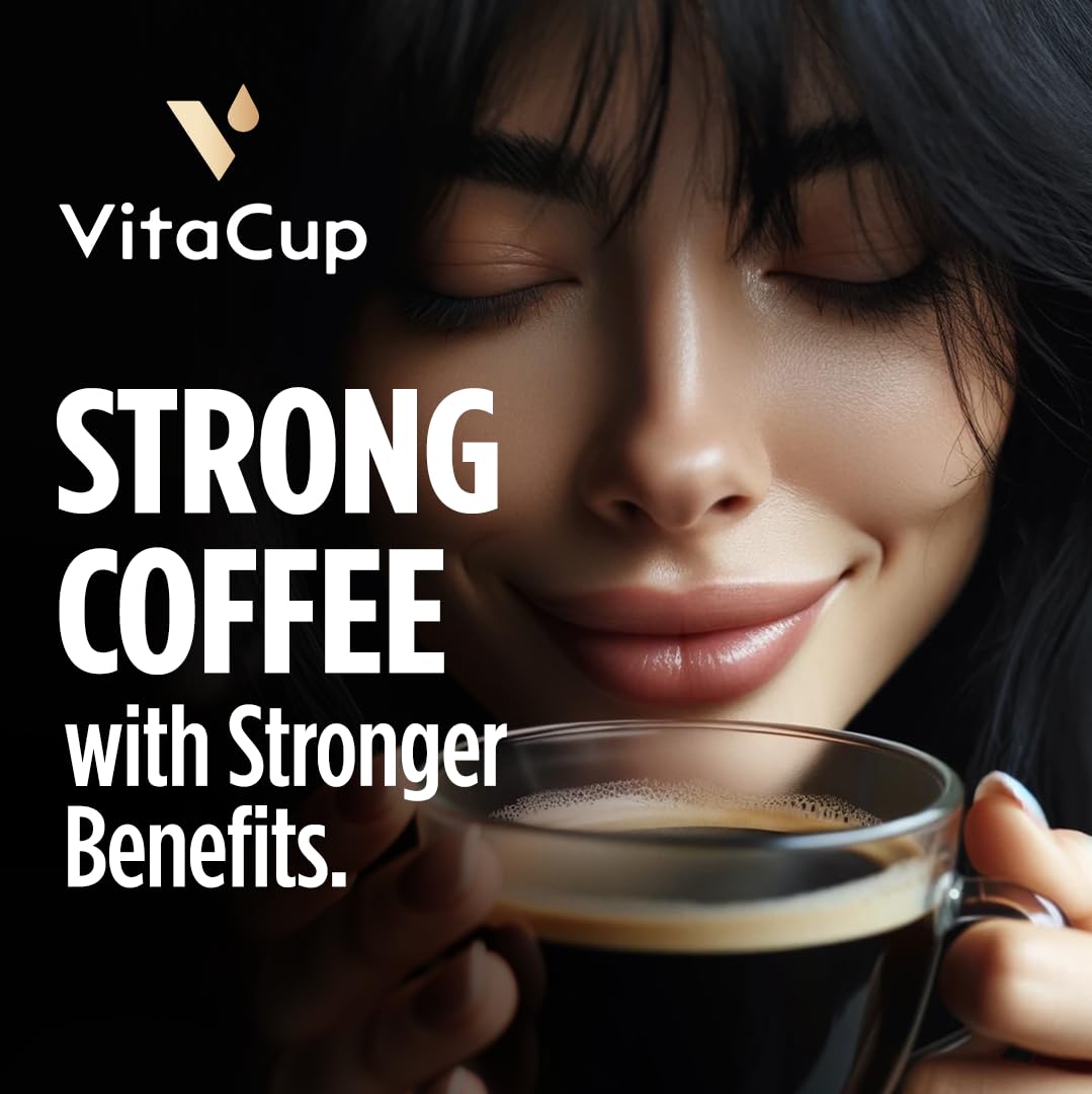 VitaCup Extra Shot Instant Coffee Packets with Espresso Shot – Red Eye High Caffeine, Vitamin B12 & Antioxidants, 24 Sticks