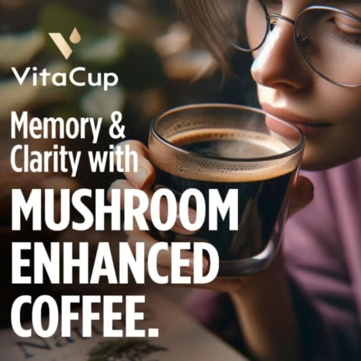 VitaCup Mushroom Coffee Pods with Lions Mane & Chaga, B Vitamins + D3 | Medium Roast, 16 Ct, Keurig K-Cup Compatible