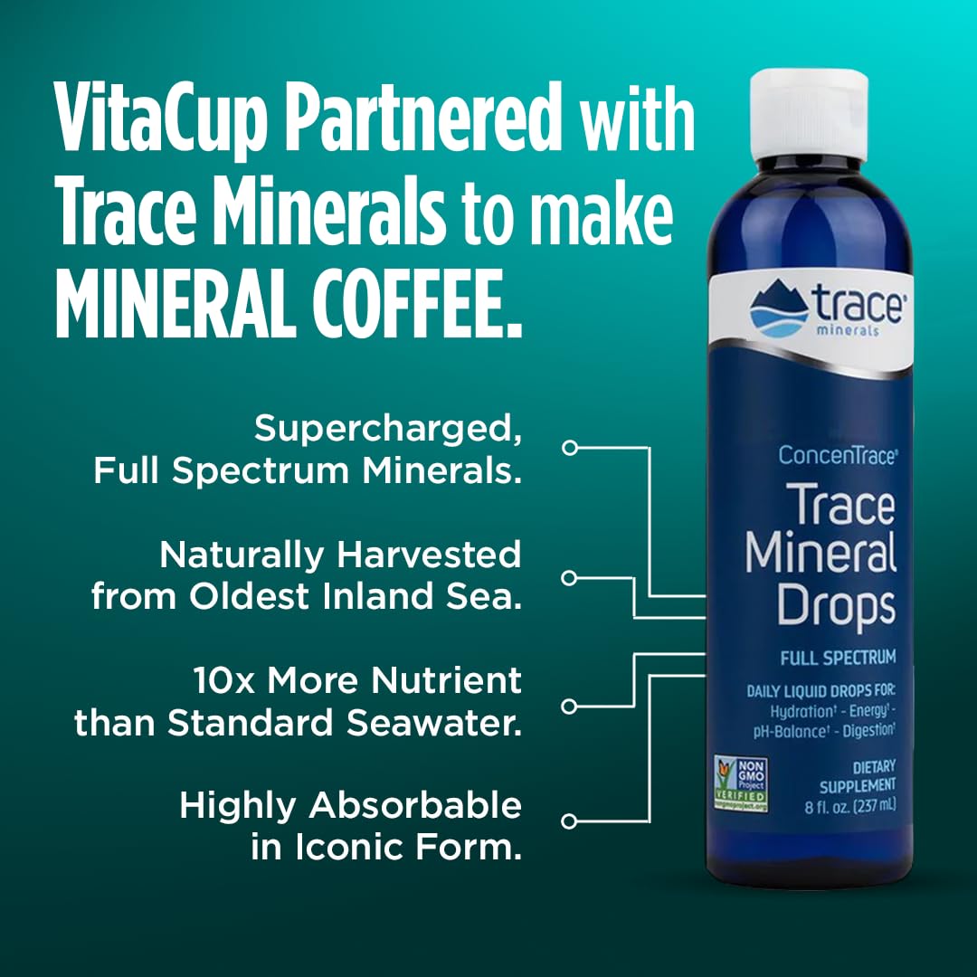VitaCup Mineral Coffee Pods – Organic Medium-Dark Roast with Sea Minerals, 16 Ct