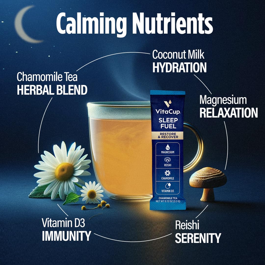 VitaCup Sleep Fuel Instant Tea Packets – Caffeine-Free Calm for Deep Relaxation, 24 Ct